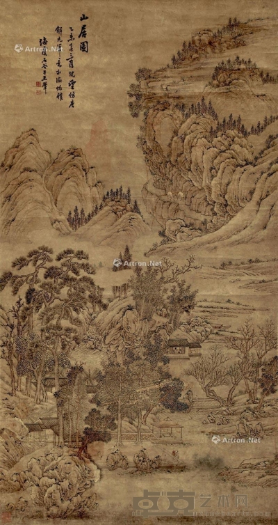 1715年作 山居图 立轴 设色纸本 156×84cm