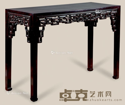 近代 梓檀雕夔龙条桌 117×46×82cm