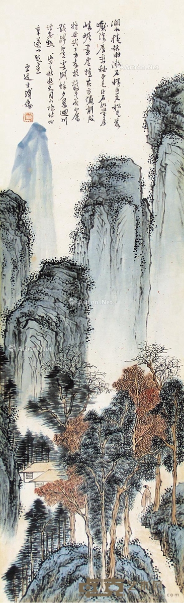 溥儒 山水 113×34cm