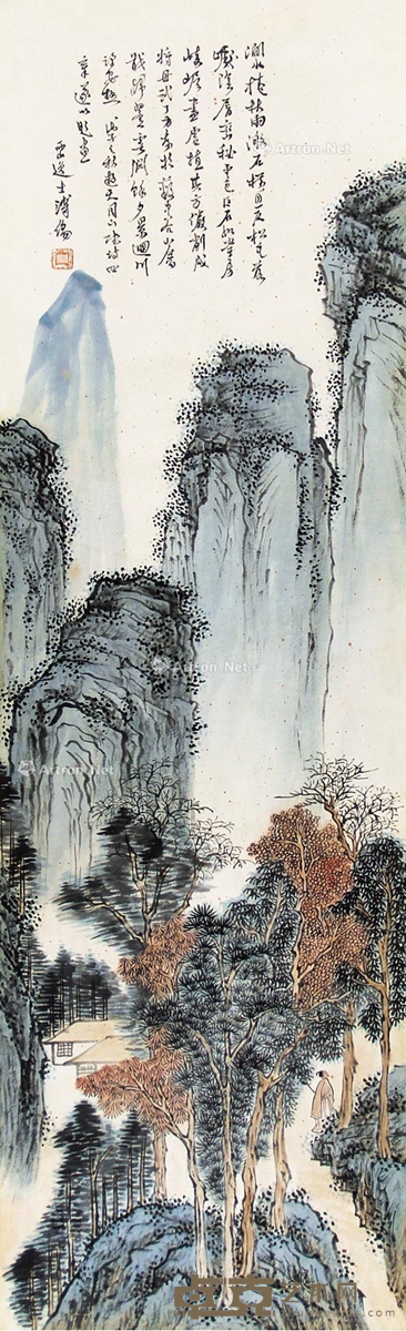 溥儒     山水 113×34cm