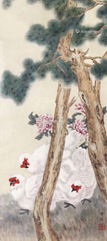 陈之佛     三鸡图