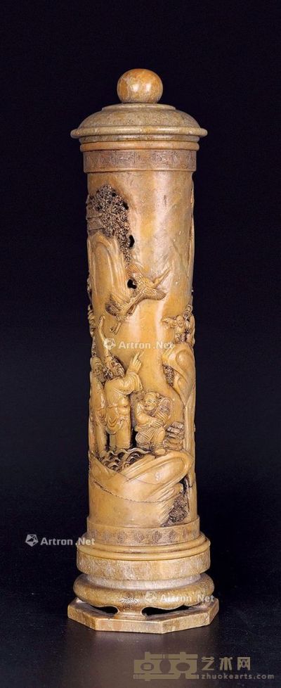 清 寿山石香筒 高26.5cm