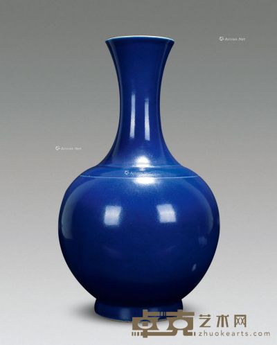 清 霁蓝釉赏瓶 高40cm