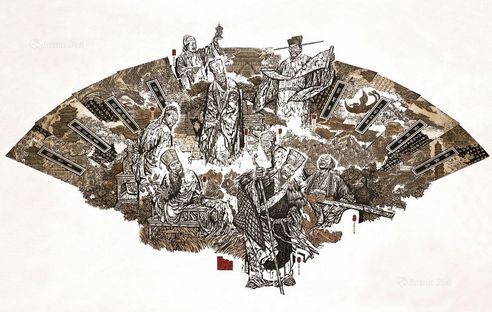 2012年作 歌尽桃花（唐宋八大家） 黑白木刻