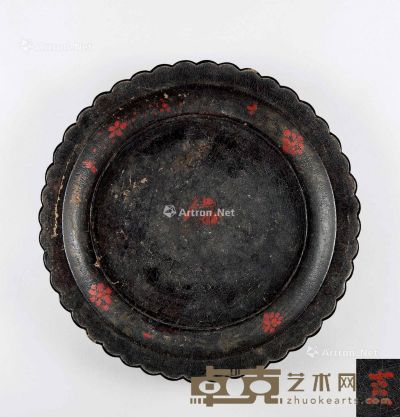 元代（1271～1368） 黑漆彩绘花口盘 直径32cm；高2.9cm