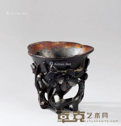 清代（1644～1911） 大漆梅花杯 长8.3cm；宽6.9cm；高7.6cm
