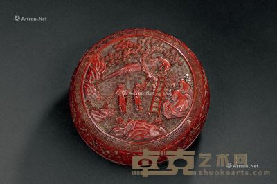 清代（1644～1911） 铜胎剔红丰年图纹盖盒 直径17cm；高9.4cm