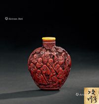 清中期（1776～1839） 剔红十八罗汉纹鼻烟壶