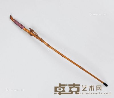 竹制雀鸟纹拐杖 高93.5cm