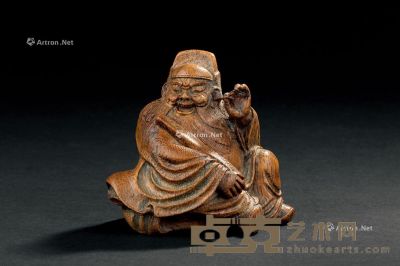 清乾隆（1736～1795） 竹雕钟馗座像 高8.4cm
