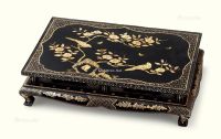 清代（1644～1911） 褐漆嵌螺钿花鸟纹长方台