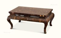 清乾隆（1736～1795） 椰壳镶嵌冰裂纹三弯腿髙足炕桌