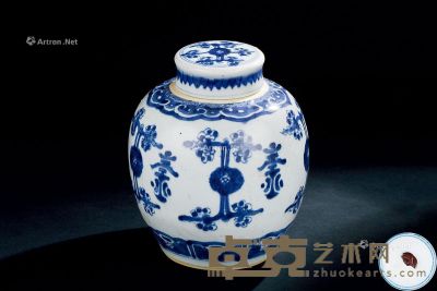 清代（1644-1911年） 青花花卉纹盖罐 直径17.8cm；高20.8cm