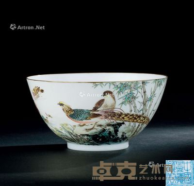 薄胎粉彩花鸟纹碗 直径17.2cm；高8.7cm