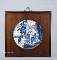清代（1644-1911年） 青花釉里红人物纹瓷板挂屏