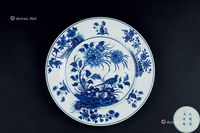 清代（1644-1911年） 青花花鸟纹盘