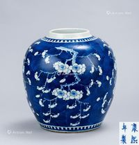 清代（1644-1911年） 青花梅花冰裂纹罐