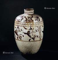 元代-明代（1279-1644年） 磁州窑花卉纹大酒壶