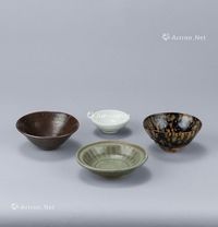 宋代（960-1279年） 龙泉窑盘 建窑茶碗 吉州窑茶碗 影青小盏 （四件一组）