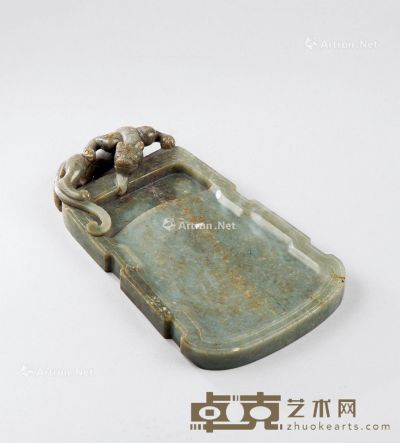 清乾隆（1736-1795） 青玉螭龙纹砚 长19.6cm；宽11.1cm；高2.9cm