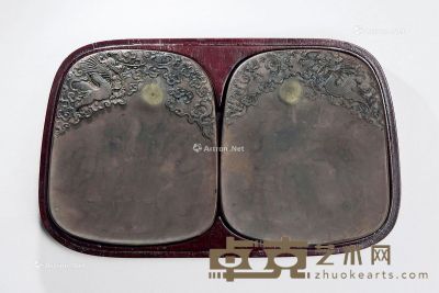 清代（1644-1911） 云龙纹端砚 （一对） 长17.5cm；宽15.3cm；高2.2cm