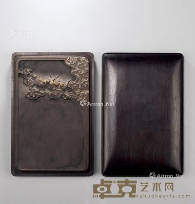 清代（1644-1911） 福从天降纹端砚 长22.1cm；宽14.4cm；高2.6cm