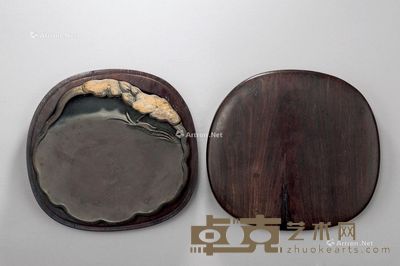 清代（1644-1911） 荷叶纹端砚 长14.2cm；宽13.7cm；高2.1cm