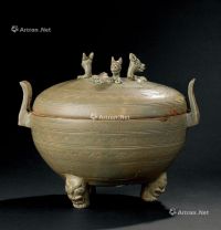 东晋(317-420年）作 越窑三兽钮鼎式香炉