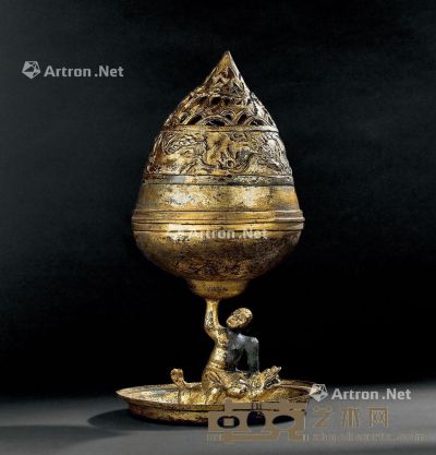 西汉(B.C.206-A.D.8年）作 铜鎏金博山炉 高48.3cm