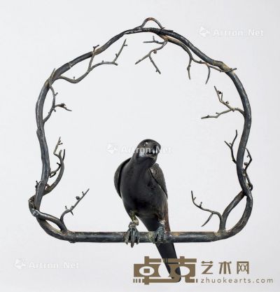 清代(1644-1911年）作 铜制鹦鹉香熏挂件 通高38.7cm