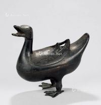 明代(1368-1644年）作 铜鸭形香熏