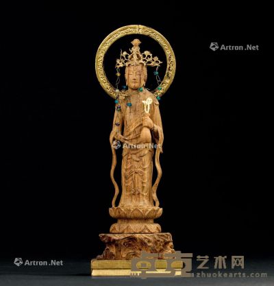 清代(1644-1911年）作 沉香雕执净瓶观音立像 通髙20.6cm；重约100g