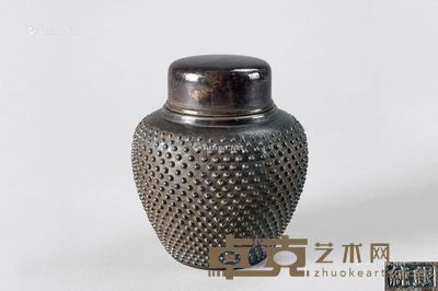 乳钉纹纯银茶叶罐 直径7.9cm；高9cm；重126g