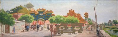北京风景 油画 38×120cm