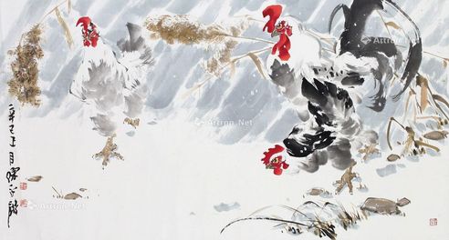 2001年作 不畏风雪 画心 设色纸本