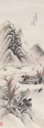 秋山晚霭 立轴 设色纸本