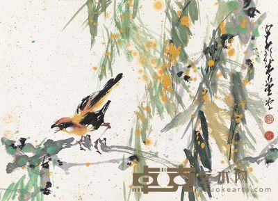 赵少昂 柳燕 55.5×40.5cm