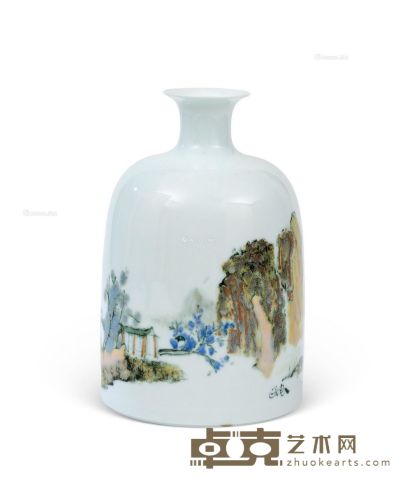 高温颜色釉乐山乐水瓷瓶 高30cm