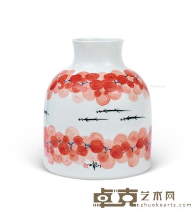 釉下彩游瓷瓶 高31.5cm
