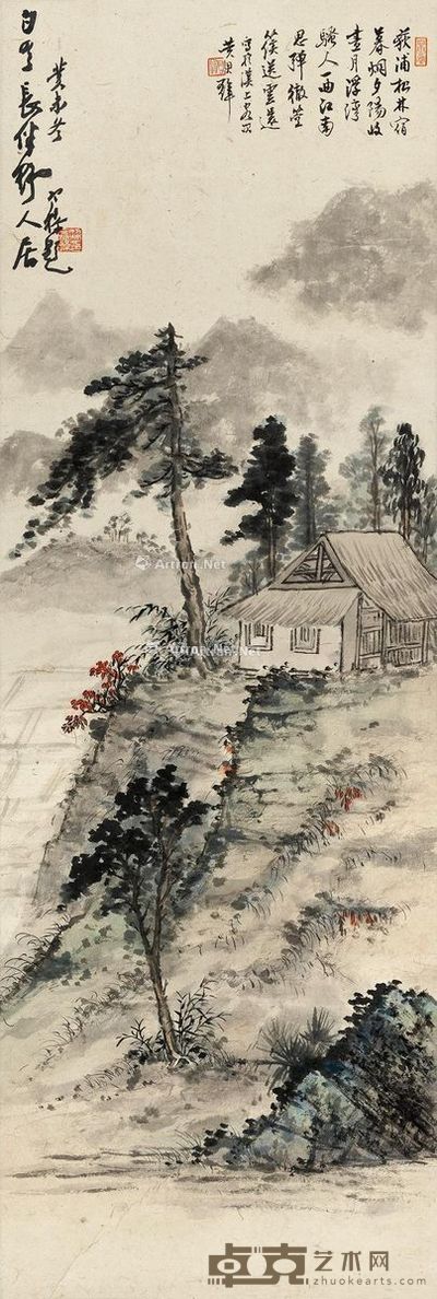 黄君璧 白云常伴野人居 84.5×28.5cm