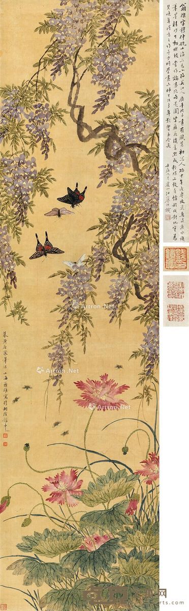 翁雒 紫藤蛱蝶 151×39.5cm