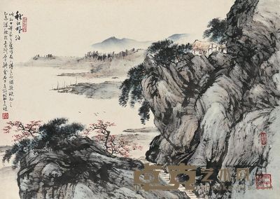 胡念祖 秋江野泊图 53×74cm