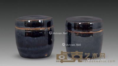 山西窑黑釉罐 （一对） 直径4cm；高4.2cm