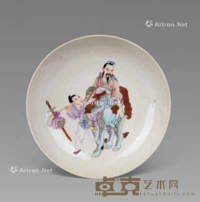 清 粉彩人物盘 直径14cm