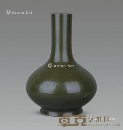 清 茶叶末釉荸荠瓶 高34cm