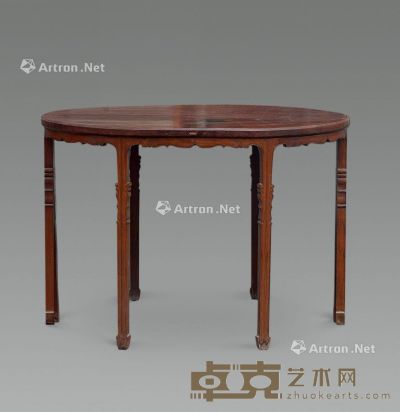 清 红木独板拼圆桌 123×93×85cm