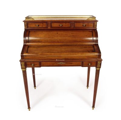 约1900年 法国桃花心木弧形拉门淑女写字桌