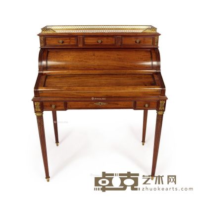 约1900年 法国桃花心木弧形拉门淑女写字桌 90×104×56cm