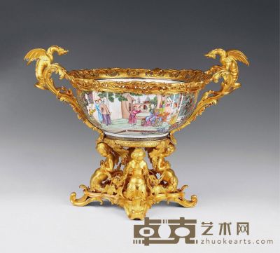 约1900年 19世纪法国名家设计定制广彩瓷碗 50×70cm