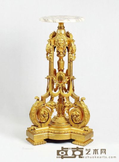 约1870年 19世纪中期法国摄政时期风格的鎏金大铜座 高112cm；底座宽41cm